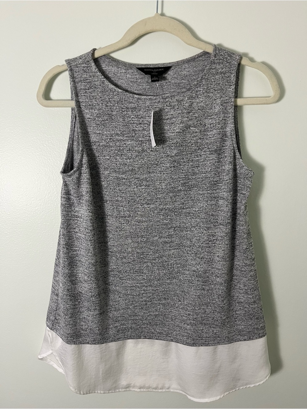 Banana Republic Gray Tank with White Layered Hem